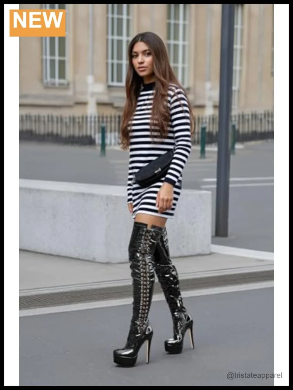 Over the Knee Lace-Up Stiletto Boots, Patent Leather Thigh High 5.9